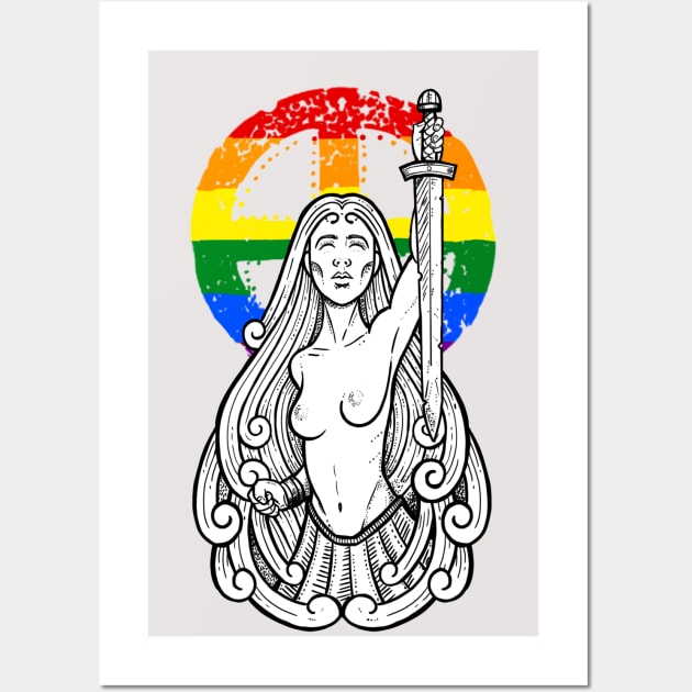 Lesbian pride lady of the lake gay lgbt Wall Art by BlackForge